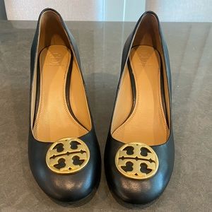 Tory Burch Leather Chelsea Wedge Pumps